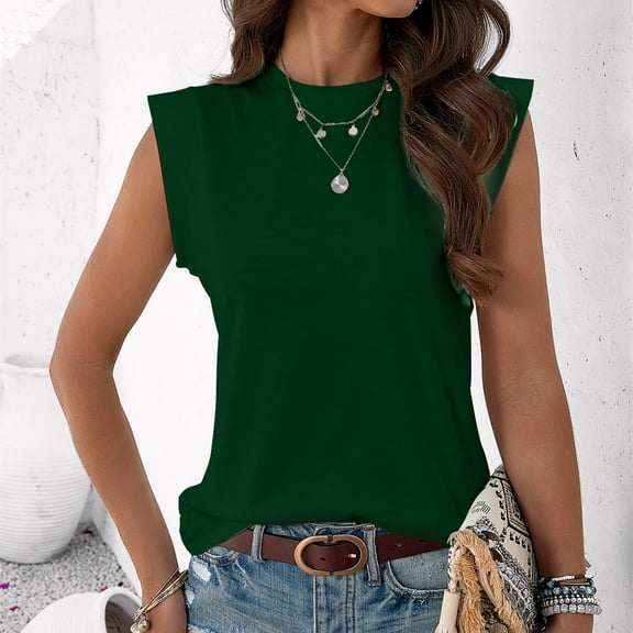 Frostluinai Womens Tanks High Neck Tunic Tanks Sleeveless Loose Fit Tank Tops Basic Solid Color Tanks Casual Dressy Tanks