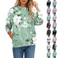 thumbnail image 1 of Frostluinai Womens Tops Long Sleeve Floral Print Pullover Boho Casual Crewneck Sweat Shirt Lightweight Fall Comfy Shirts S-3XL, 1 of 7