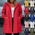 thumbnail image 1 of Frostluinai Womens Waterproof Raincoat Lightweight Rain Jacket Women Long Hooded Trench Coats Outdoor Windbreaker Travel Jacket, 1 of 8