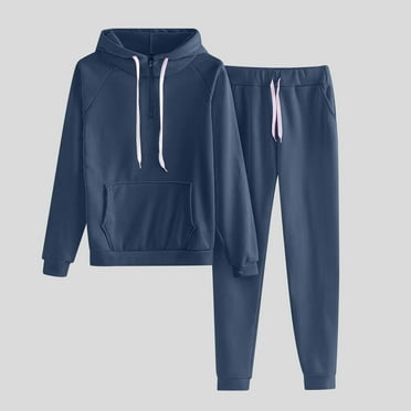 Frostluinai Womens Workout Sets 2 Piece Half Zip Hoodies Drawstring Jogger Pants Casual Solid Sweatsuits Loose Tracksuit with Pocket