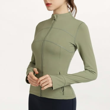 Frostluinai Womens Workout Zip Up Jackets Long Sleeve Slim Fit Athletic Jackets Solid Color Comzy Jacket Lightweight Hiking Jackets with Pocket