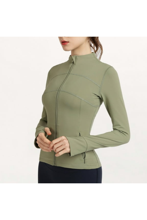 Womens Workout Zip Up Jackets Long Sleeve Slim Fit Athletic Jackets Solid Color Comzy Jacket Lightweight Hiking Jackets with Pocket