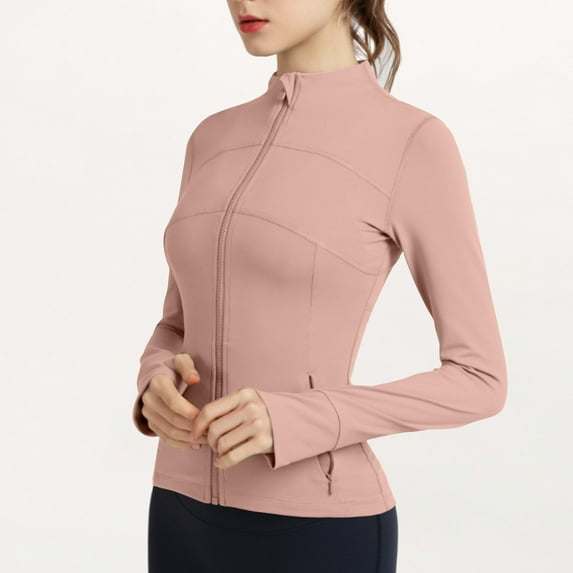 Frostluinai Womens Workout Zip Up Jackets Long Sleeve Slim Fit Athletic Jackets Solid Color Comzy Jacket Lightweight Hiking Jackets with Pocket