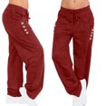 thumbnail image 1 of Frostluinai Womens Yoga Pants with Pockets Elastic Waist Drawstring Wide Leg Pants Solid Color Lounge Athletic Pants Soft Pants Gifts, 1 of 7