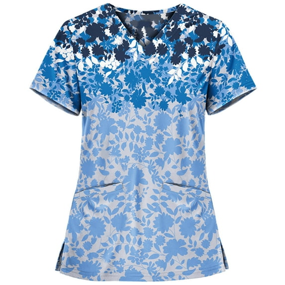 Frostluinai Working Uniform Nursing Uniform for Womens Scrubs Tops Color Casual Working Uniform with Pocket V-Neck Work Utility & Safety Tops Nursing Worker Protective Clothing Top