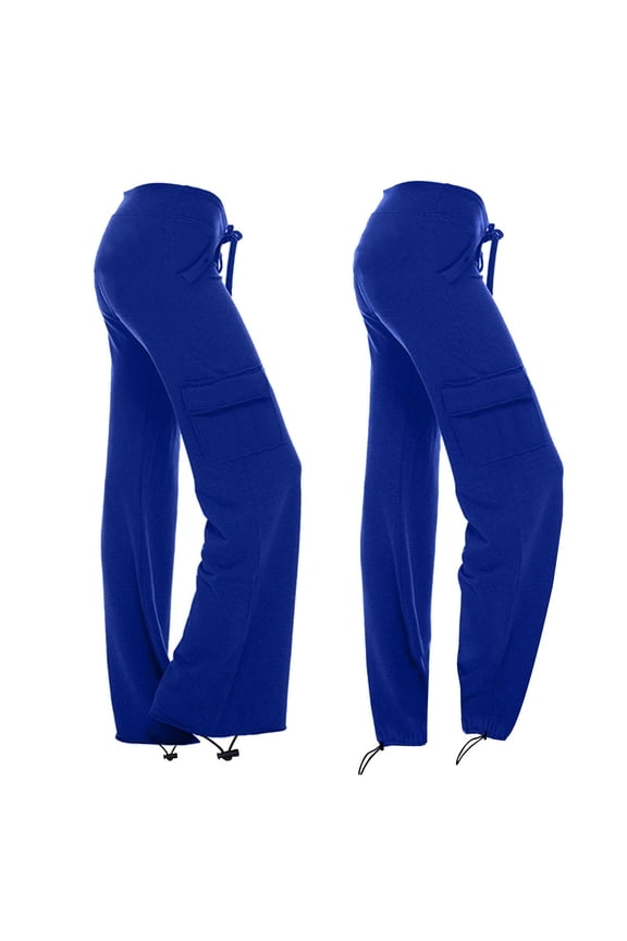 Workout Cargo Pants for Women High Waisted Drawstring Ankle Cuffs Pants Plus Size Yoga Jogger Sweatpants with Pockets