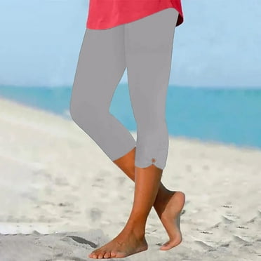 Frostluinai Workout Leggings for Women Stretch High Waisted Slim Fit Comfy Capris Lightweight Yoga Leggings Plus Size Slim Fit Solid Capris