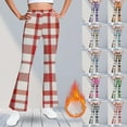 thumbnail image 1 of Frostluinai Yoga Flare Pants for Girl Fleece Lined Plaid Bell Bottoms High Waist Warm Gym Bootcut Pants Warm Winter Leggings 5-16Y, 1 of 7