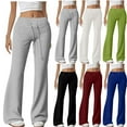 thumbnail image 1 of Frostluinai Yoga Flare Pants for Women High Waist Drawstring Athletic Sweatpants Solid Baggy Bootcut Sweat Pants with Pocket, 1 of 6