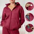 thumbnail image 1 of Frostluinai Zip Up Hoodie Women Oversized Long Sleeve Sweatshirts Hidden Pocket Casual Hoodies Fall Outfits Warm Fleece Lined Jackets, 1 of 9