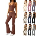 thumbnail image 1 of Frostluinai Womens Workout Sets 2 Piece Gym Yoga Outfits Crossover Flare Leggings Crop Tank Tops High Waist Sleeveless with Built in Bra S-2XL, 1 of 10
