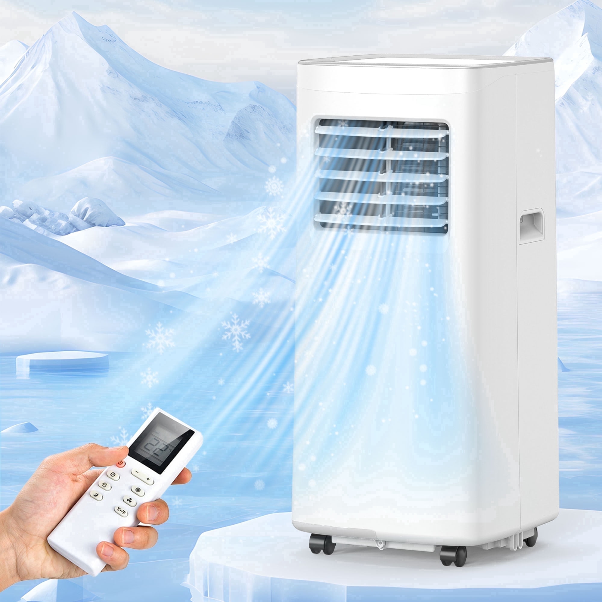 Frostorm 8500 BTU Portable Air Conditioners, 4 In1 Air Conditioner with Remote Control,Portable AC Cooling Range up to 360 Sq.ft, Windows Kit,Brush,White
