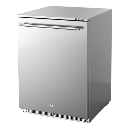 Frostronics 24 inches Solid Door Outdoor Beverage Refrigerator - 5.5 Cu. ft. 168 Cans Capacity, 4 Cooling Modes, Reversible Door, 26-50°F, Stainless Steel