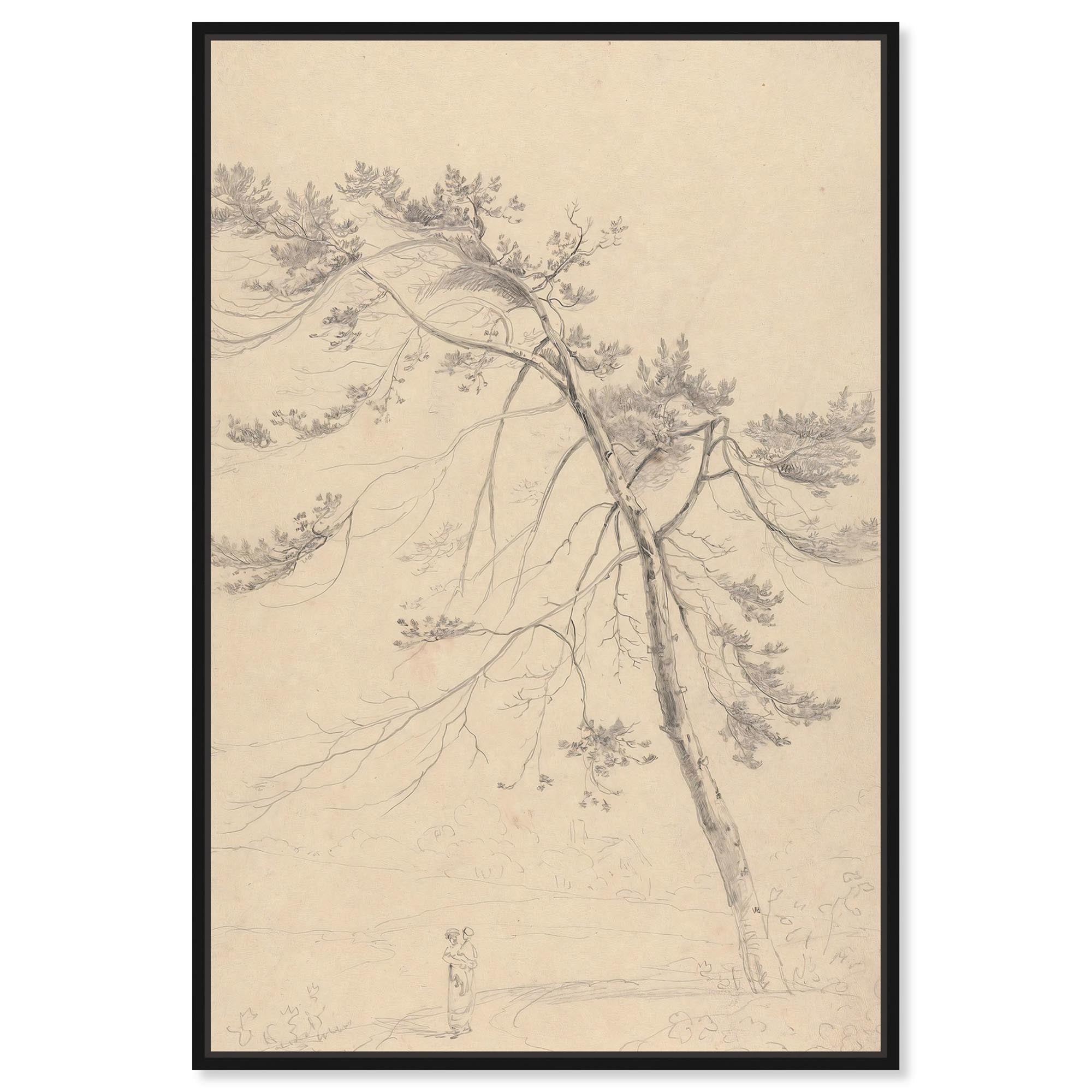 Vintage Landscape Print on Canvas with Black Frame, 16" x 11"