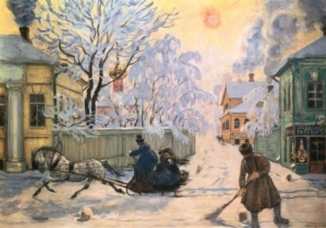 Frosty Day Boris Mihajlovic Kustodiev (1878-1927 Russian) Oil on Canvas Russian State Museum St Petersburg Canvas Art - Boris Mihajlovic Kustodiev (24 x 36)