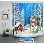 Frosty Delight Snowman Shower Curtain - Cozy Country Bathroom Decor