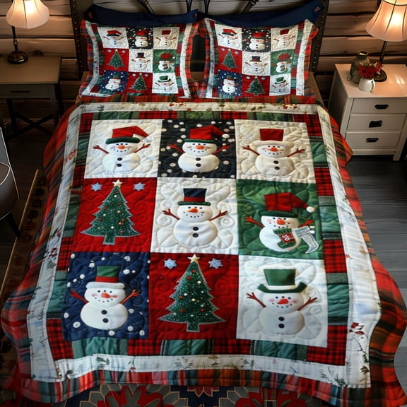 Frosty Friends 3-Piece Quilted Bedding Set