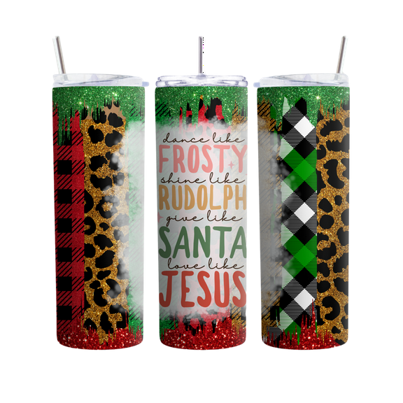 Frosty & Jesus Themed 20oz Tumbler, Perfect Family Christmas Gift, Holiday Rudolph Inspired Cup
