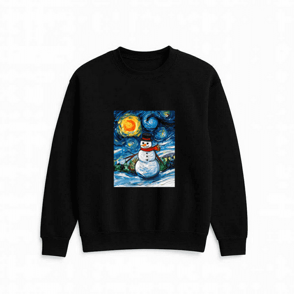Frosty Night Christmas Snowman Holiday Festive Seasonal Winter Cartoon Sweatshirt, up to size 5XL