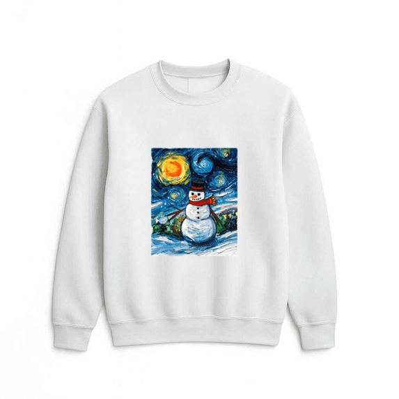 Frosty Night Christmas Snowman Holiday Festive Seasonal Winter Cartoon Sweatshirt, up to size 5XL