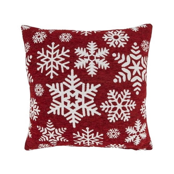 Frosty Opulence Chenille Jacquard Snowflakes Down Filled Throw Pillow