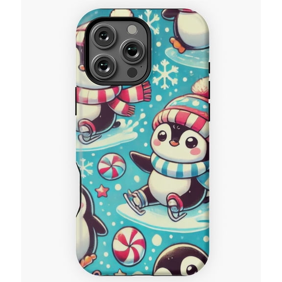 Frosty Penguin Parade Winter Holiday Phone Case for iPhone 16 15 14 13 12 11 Pro Max