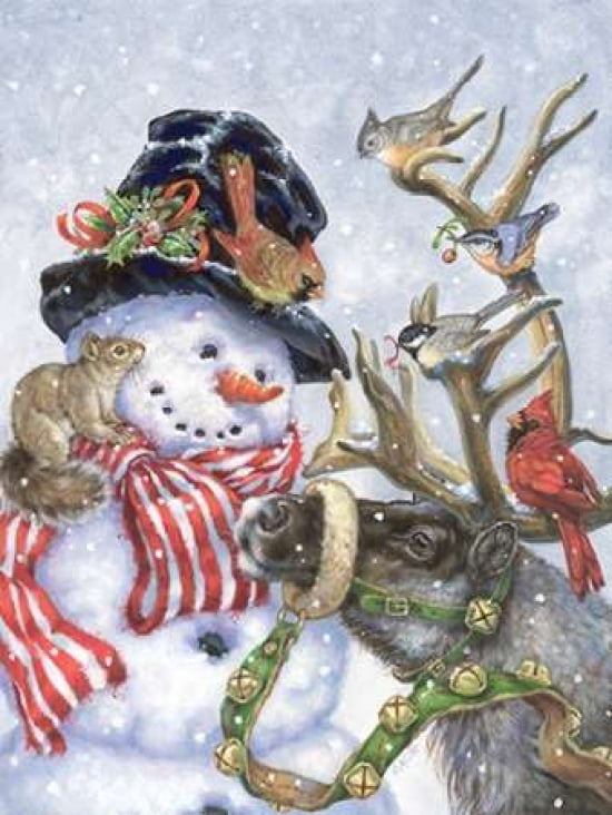 Frosty-Prancer and Friends Canvas Art - Donna Race (18 x 24)