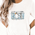 thumbnail image 1 of Women's White Print T-Shirt Graphic Tee Feeling A Little Frosty with Snowman & Checkerboard Festive Holiday Casual Tops S-5XL, 1 of 5