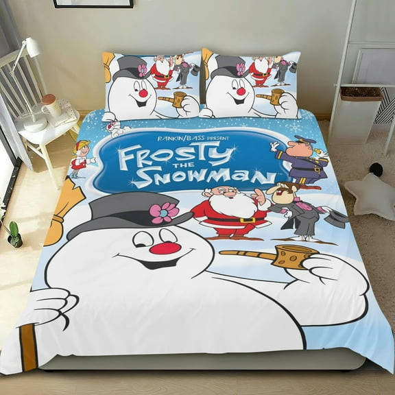 Frosty the Snowman-themed Bed Sheet Set Three Piece Set Comfortable And Skin Friendly Unique Design Home Decor Gifts For Family Friends fans54''x79''135cm*200cm