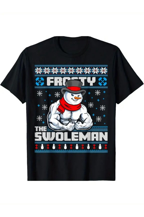 Frosty Swoleman Christmas Workout Weightlifting T-Shirt