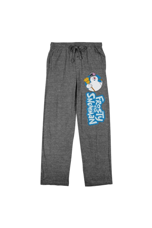 Frosty The Snowman Character Circle & Logo Men's Gray Heather Sleep Pajama Pants-Small