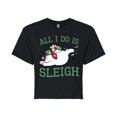 thumbnail image 1 of Frosty The Snowman - Christmas - All I Do Is Sleigh - Juniors Cropped Cotton Blend T-Shirt, 1 of 5