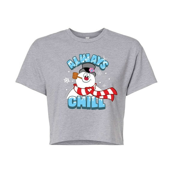 Frosty The Snowman - Christmas - Always Chill - Juniors Cropped Cotton Blend T-Shirt