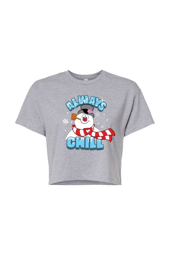 - Christmas - Always Chill - Juniors Cropped Cotton Blend T-Shirt