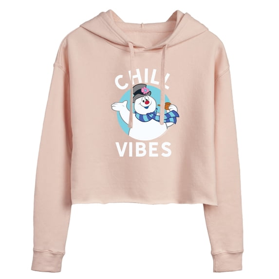 Frosty The Snowman - Christmas - Chill Vibes - Juniors Cropped Pullover Hoodie