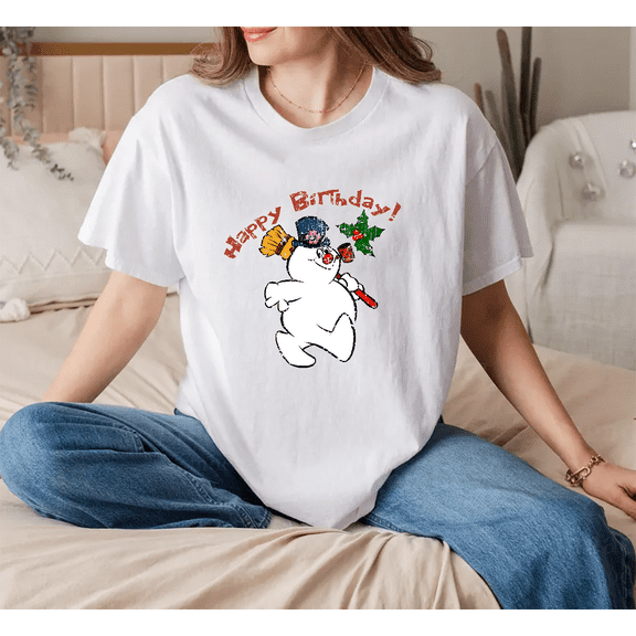 Frosty The Snowman Happy Birthday Funny Distressed Graphic Unisex T-Shirt V11776 up to size 5XL