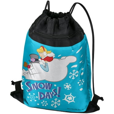 Frosty The Snowman Snow Days Drawstring Backpack Sports Bag Sackpack 17" x 13", Perfect for Gym, Yoga or Practice