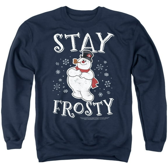 Frosty The Snowman Stay Frosty Unisex Adult Crewneck Sweatshirt, Navy, 2X Large