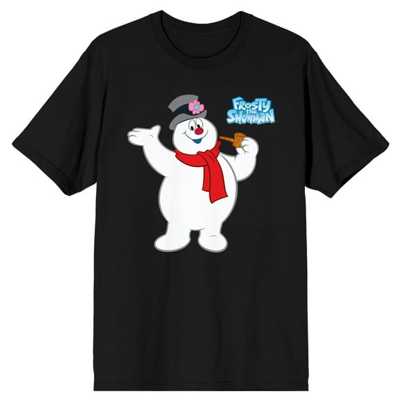 Frosty The Snowman Waving Men's Black T-shirt-Medium