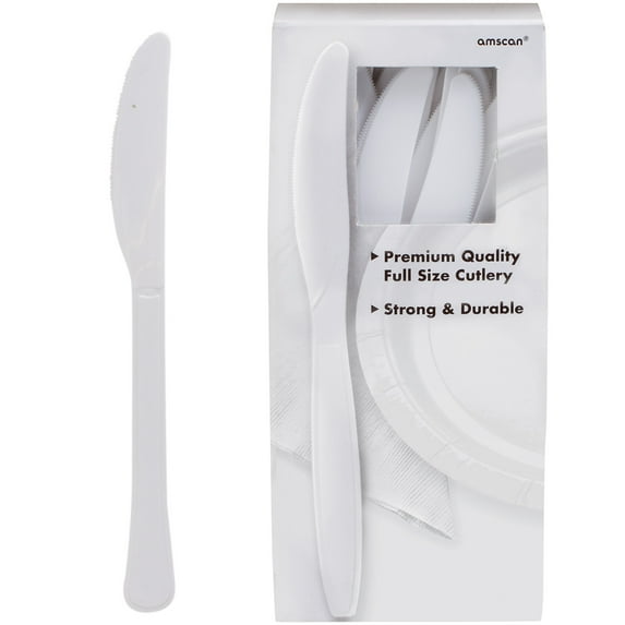 White, Big Party Pack, Mid Weight Knives, 100 Per Pack