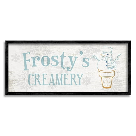 Frosty's Creamery Winter Ice Cream Holiday Graphic Art Black Framed Art Print Wall Art