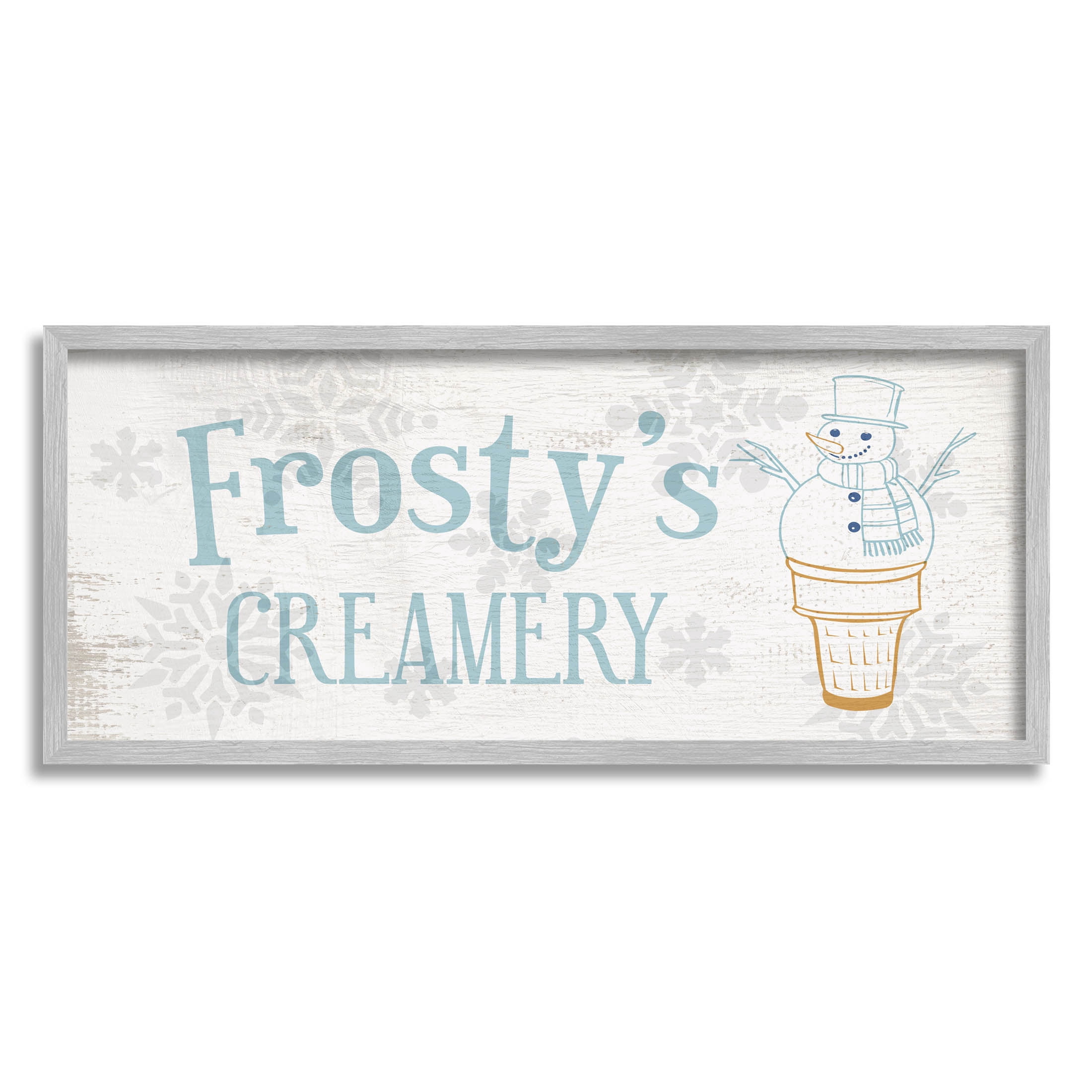 Frosty's Creamery Winter Ice Cream Holiday Graphic Art Gray Framed Art Print Wall Art