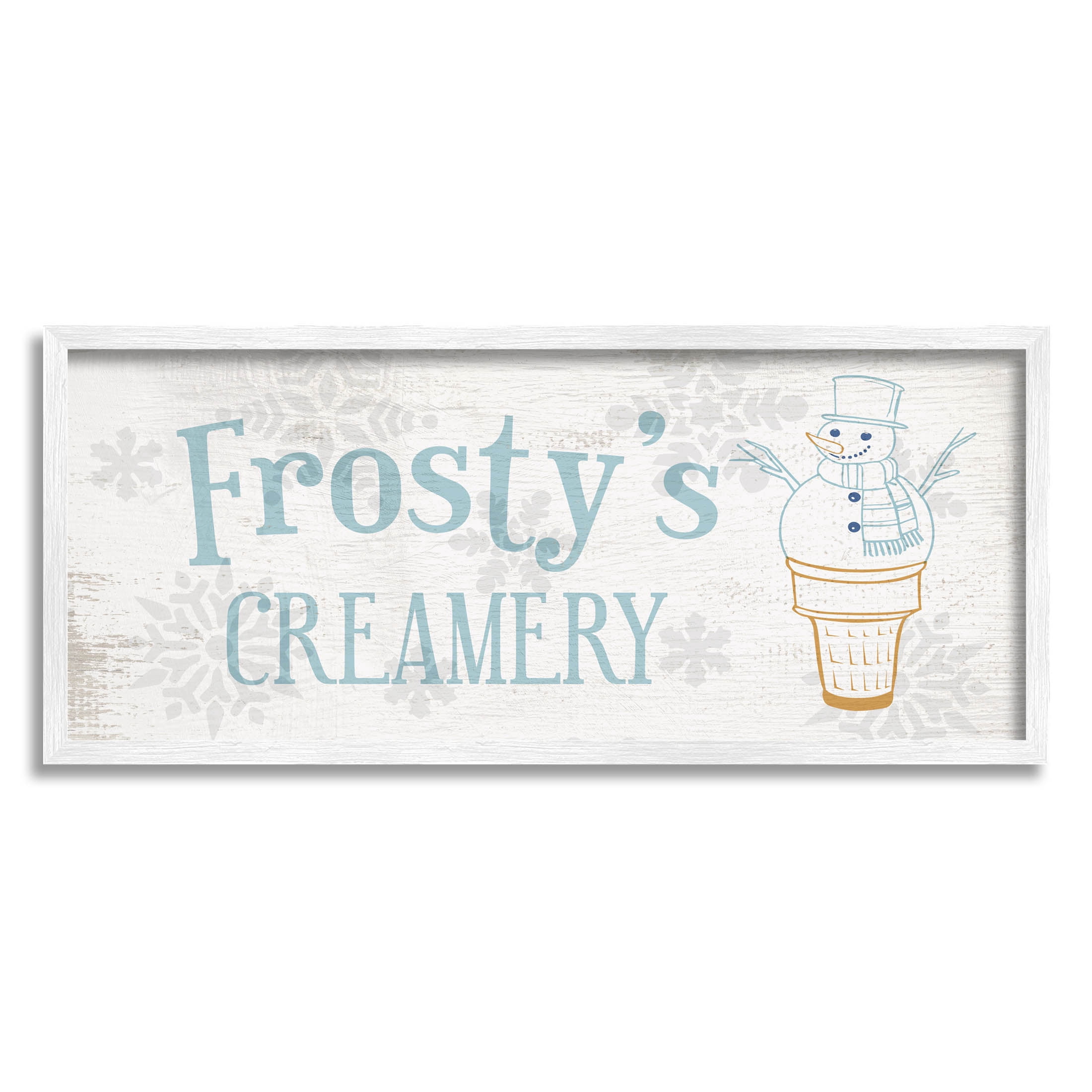Frosty's Creamery Winter Ice Cream Holiday Graphic Art White Framed Art Print Wall Art