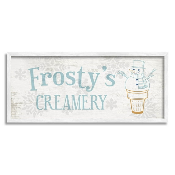 Frosty's Creamery Winter Ice Cream Holiday Graphic Art White Framed Art Print Wall Art