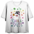thumbnail image 1 of Frosty the Snowman Chill Out Women's White Graphic Crop Tee-Large, 1 of 3