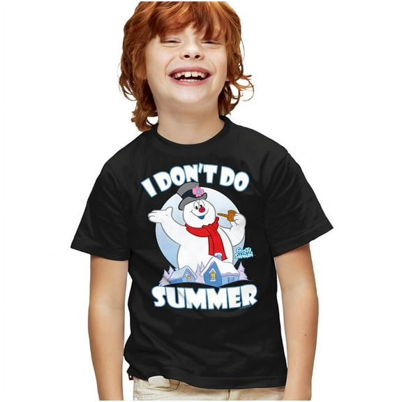 Frosty the Snowman I Don't Do Summer Kids T Shirt for Youth Boys and Girls, Black, Medium