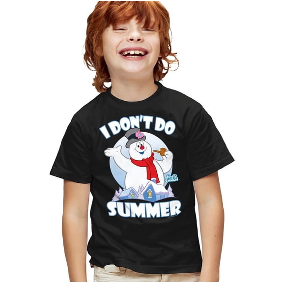 Frosty the Snowman I Don't Do Summer Kids T Shirt for Youth Boys and Girls, Black, Small