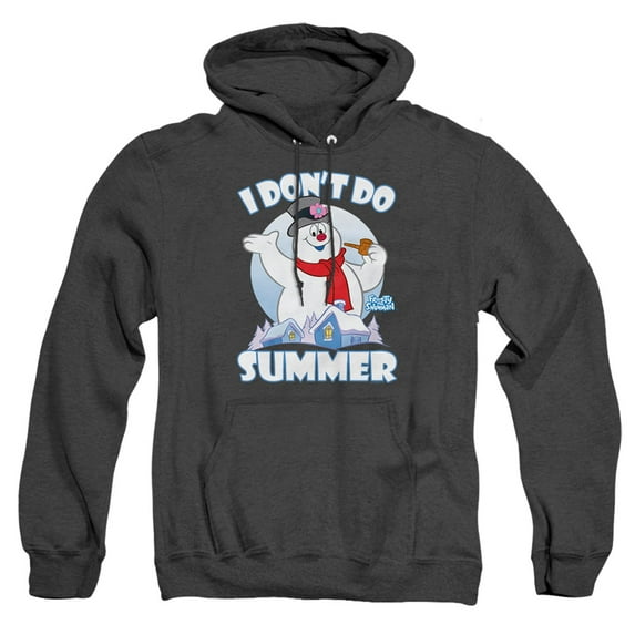 Frosty the Snowman I Don't Do Summer Unisex Adult Pull-Over Heather Hoodie, Black Heather, Small