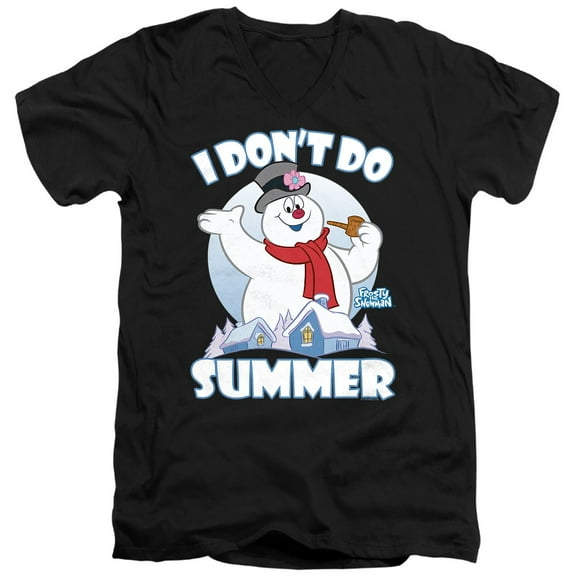 Frosty the Snowman I Don't Do Summer Unisex Adult V-Neck T Shirt (Medium) Black