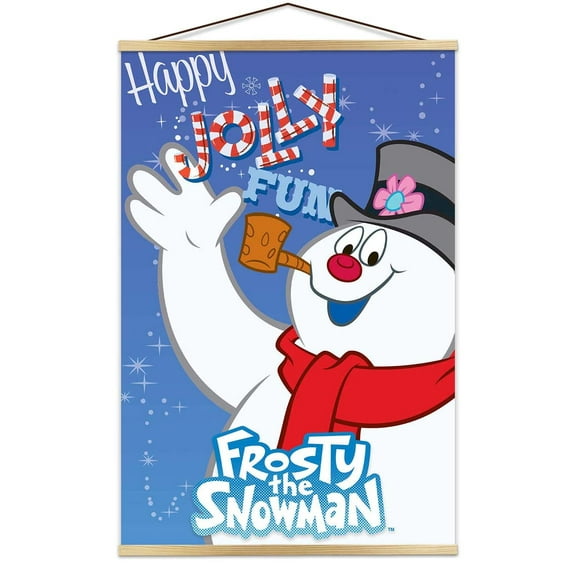 Frosty the Snowman Poster - 24 x 36 with Natural Wood Color Magnetic Poster Hanger